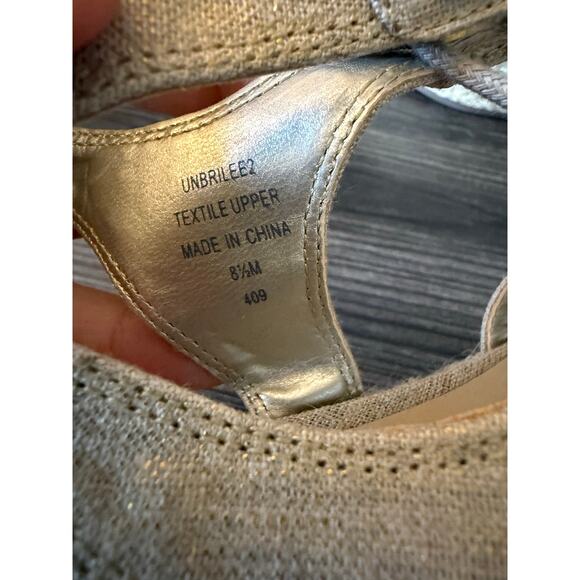 Unisa Unbrilee2 Gold Shimmer Tie-Up Espadrilles Sz. 8.5 - Picture 3 of 7